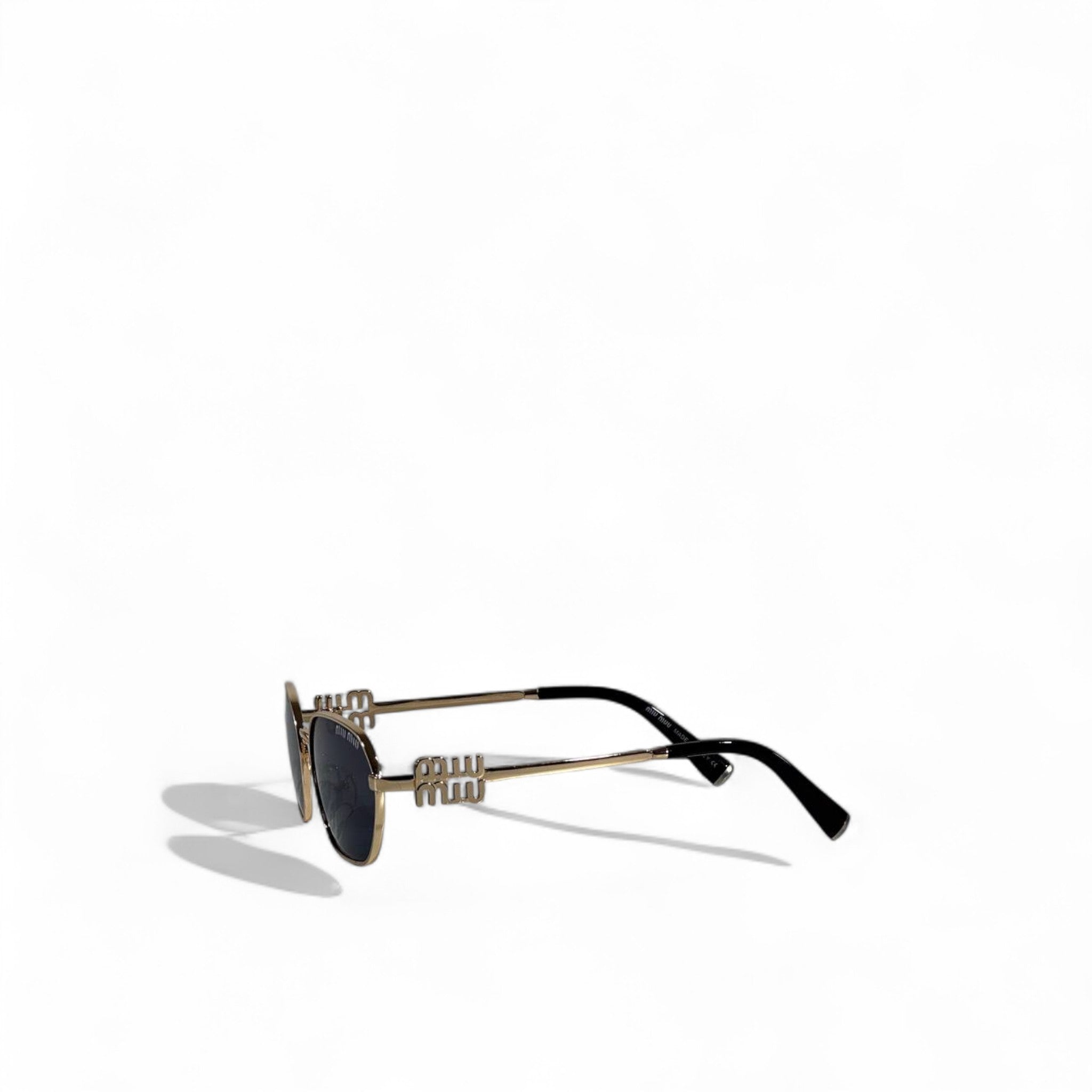 ✨ Miu Miu Sunglasses – Gold Metal Frame with Dark Lenses & Logo Detail 🕶️👑