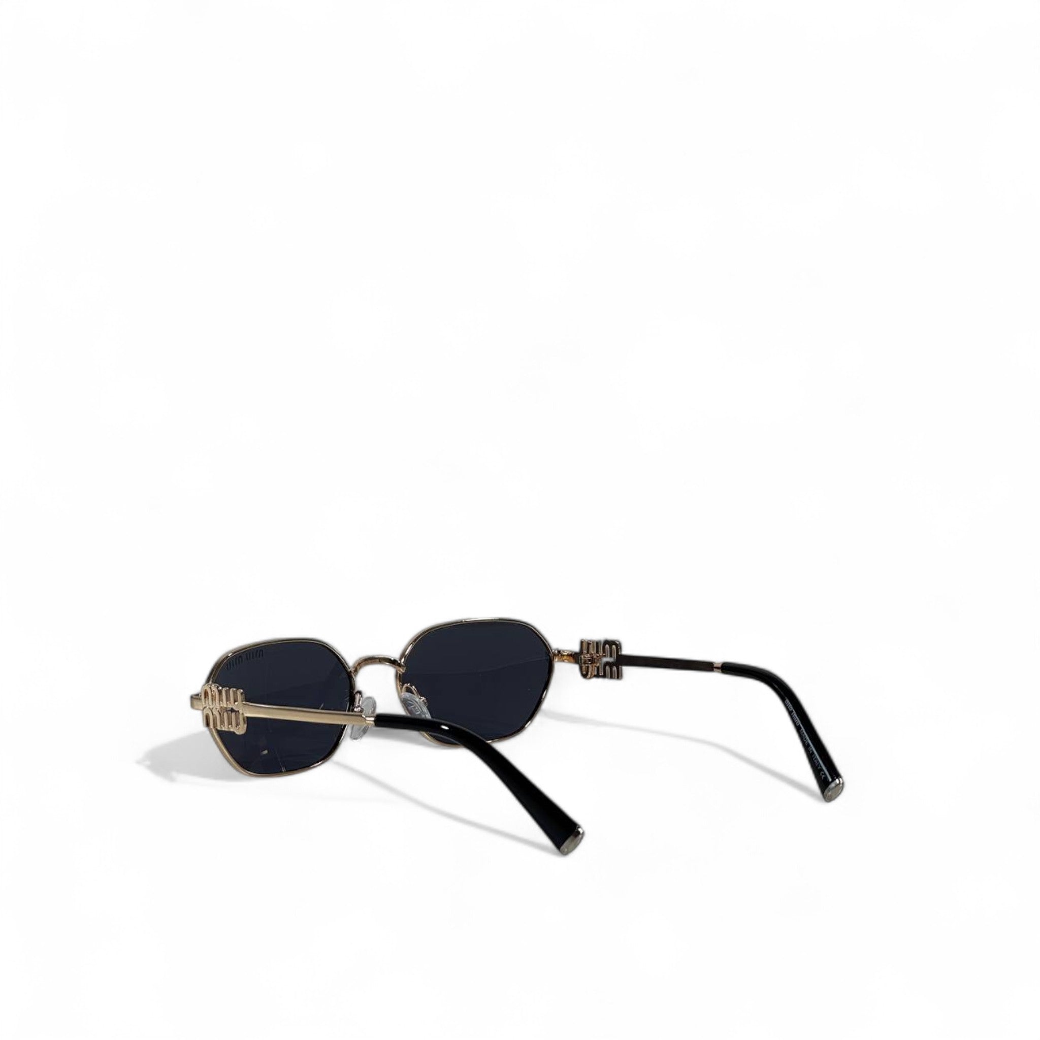✨ Miu Miu Sunglasses – Gold Metal Frame with Dark Lenses & Logo Detail 🕶️👑