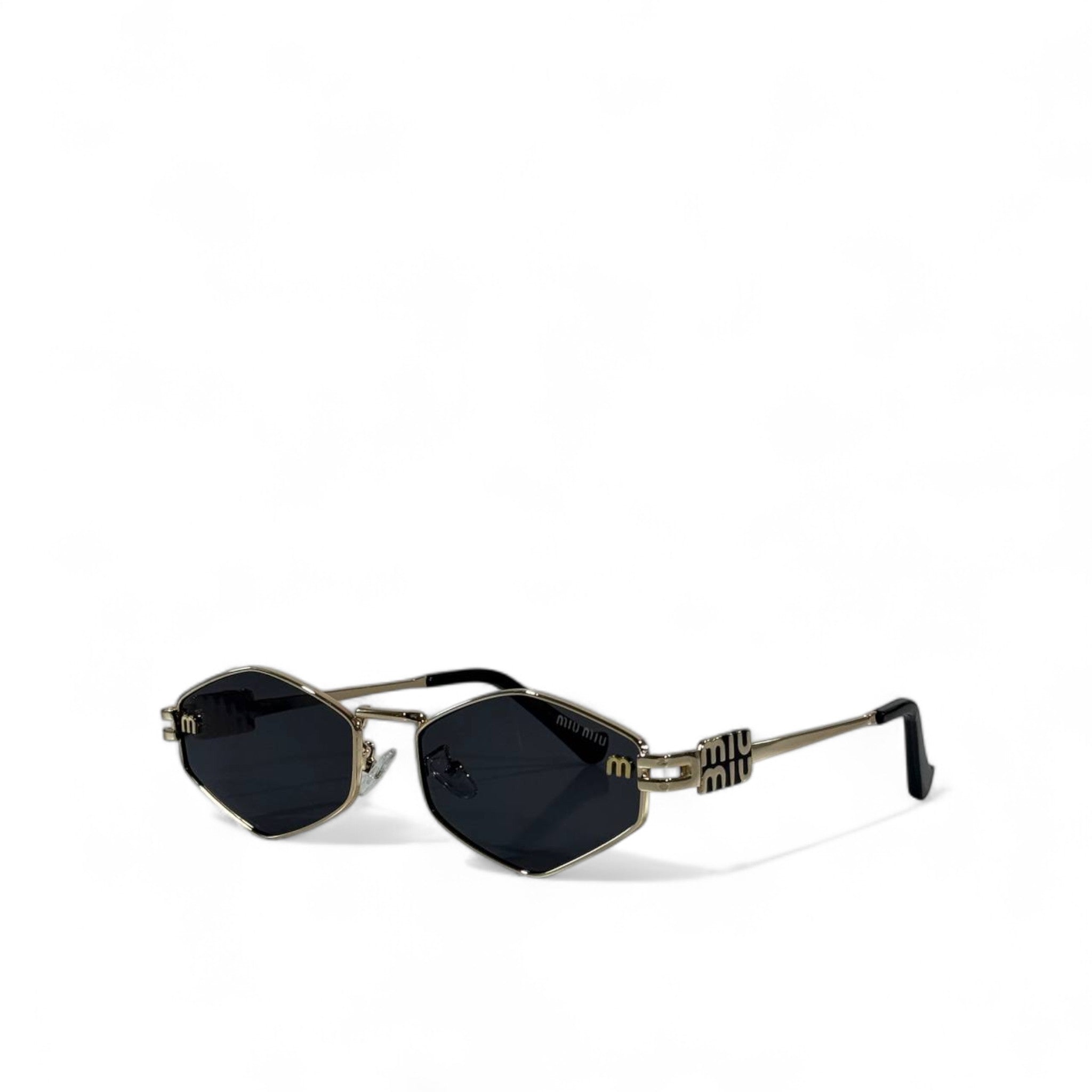 Miu Miu Geometric Sunglasses – Black Lenses with Gold Frame ✨🕶️