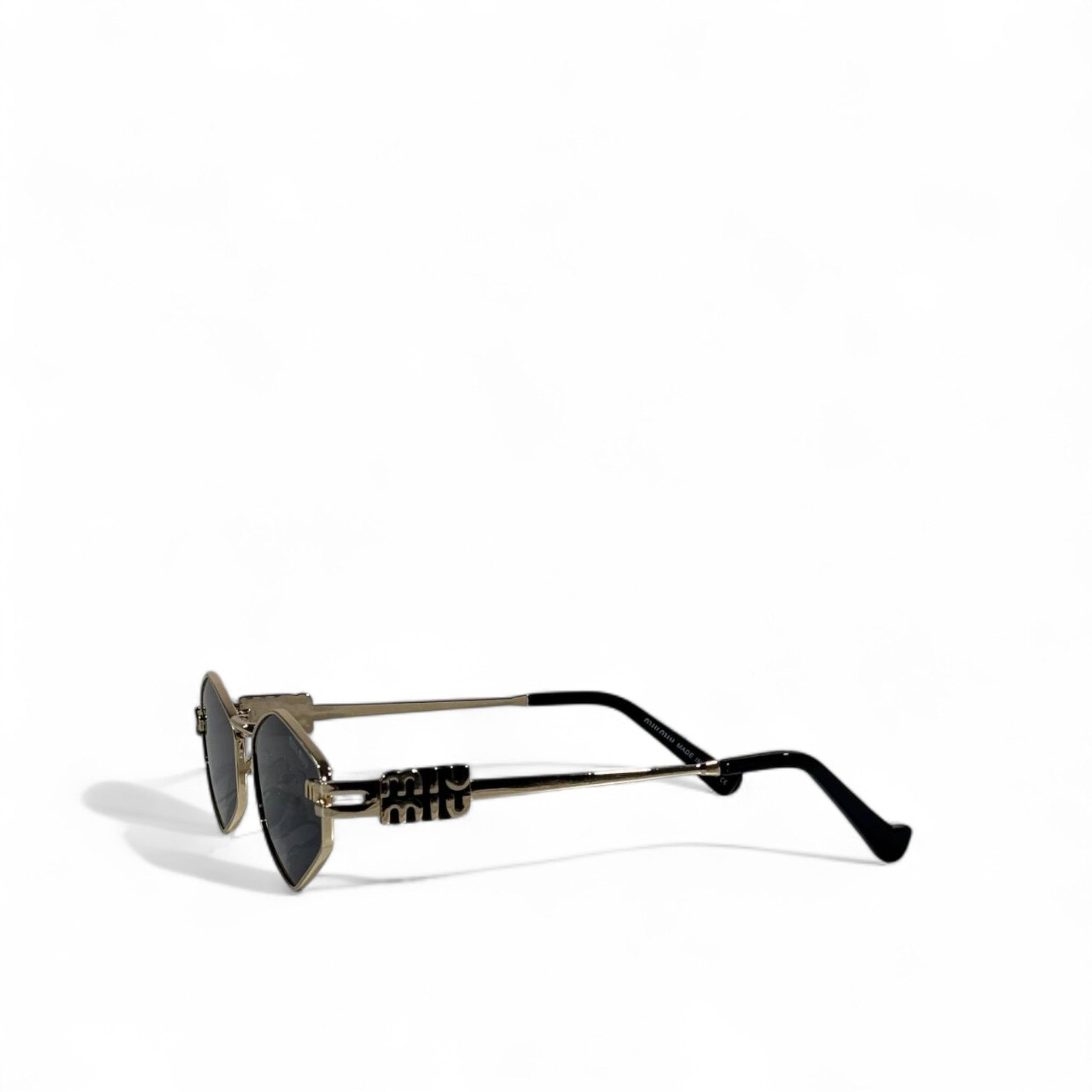 Miu Miu Geometric Sunglasses – Black Lenses with Gold Frame ✨🕶️
