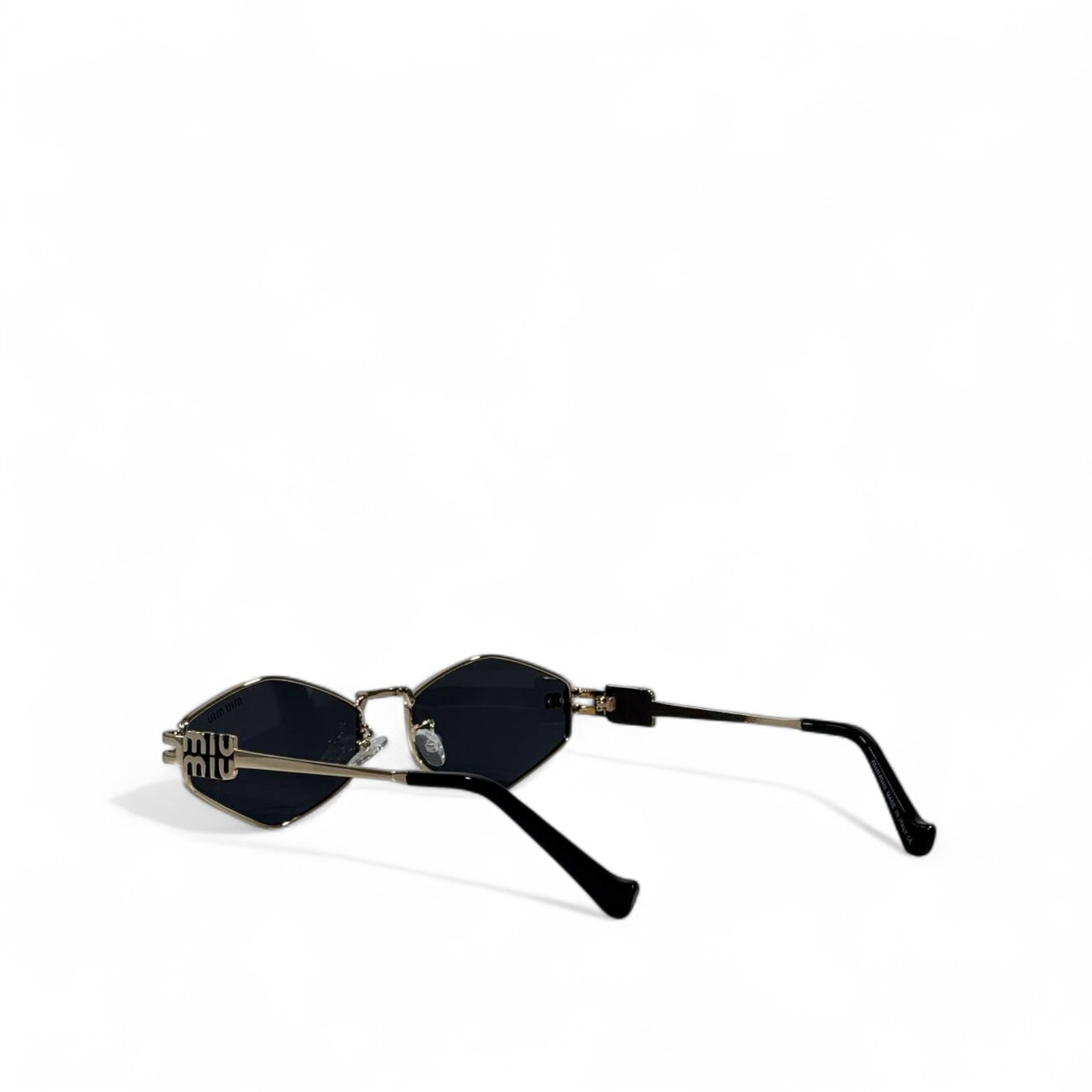 Miu Miu Geometric Sunglasses – Black Lenses with Gold Frame ✨🕶️