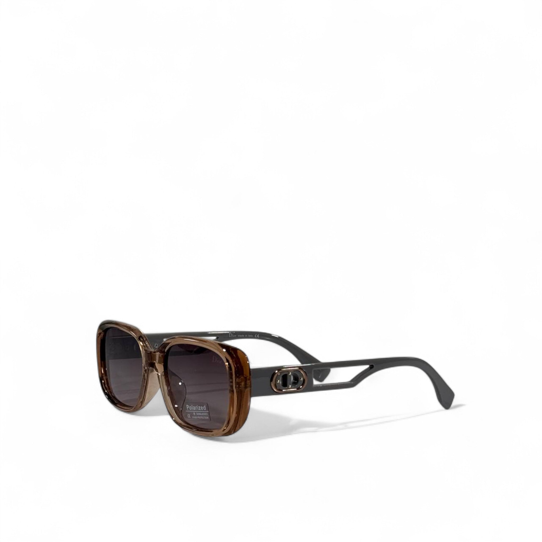Dior Oversized Sunglasses – Transparent Brown with Iconic Cut-Out Logo ✨🕶️