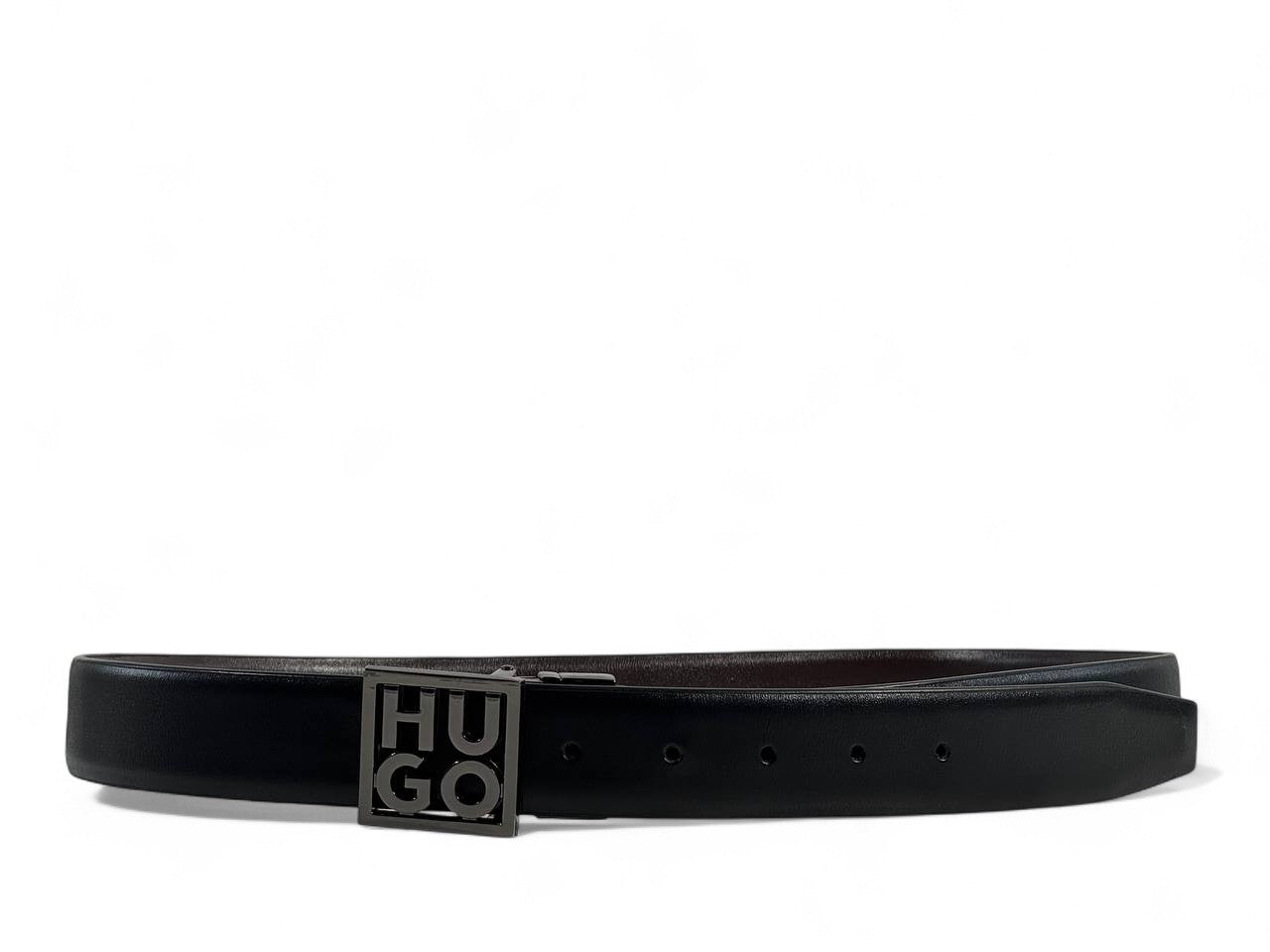 Hugo Boss Black Leather Belt with Logo Buckle – 115CM 🖤✨