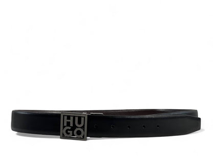 Hugo Boss Black Leather Belt with Logo Buckle – 115CM 🖤✨
