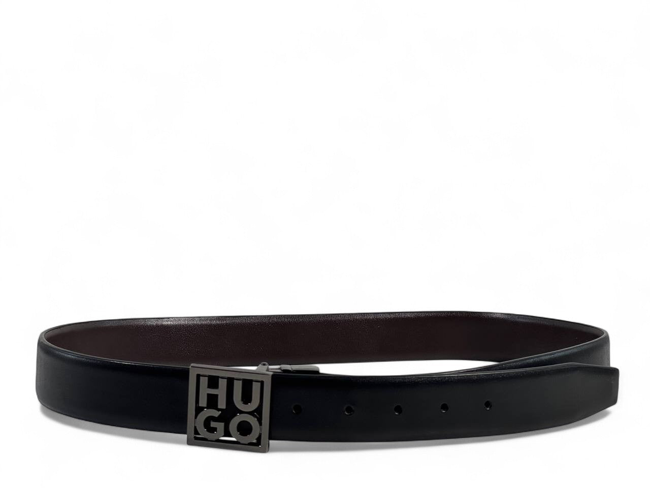 Hugo Boss Black Leather Belt with Logo Buckle – 115CM 🖤✨