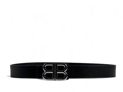 Balenciaga Black Leather Belt with BB Logo Buckle – 115CM 🖤✨