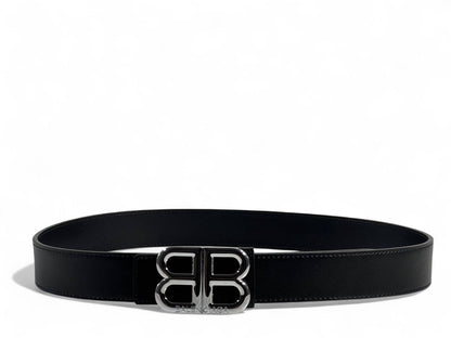 Balenciaga Black Leather Belt with BB Logo Buckle – 115CM 🖤✨