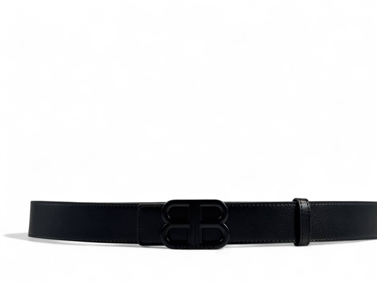 Balenciaga Black Leather Belt with All-Black BB Logo – 120CM 🖤🔥