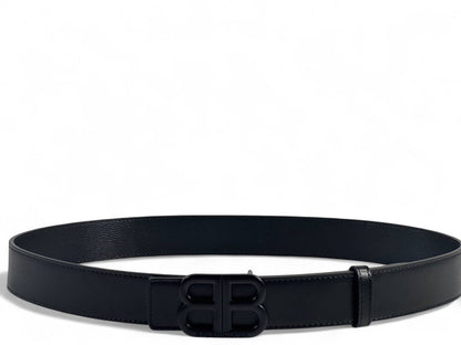 Balenciaga Black Leather Belt with All-Black BB Logo – 120CM 🖤🔥