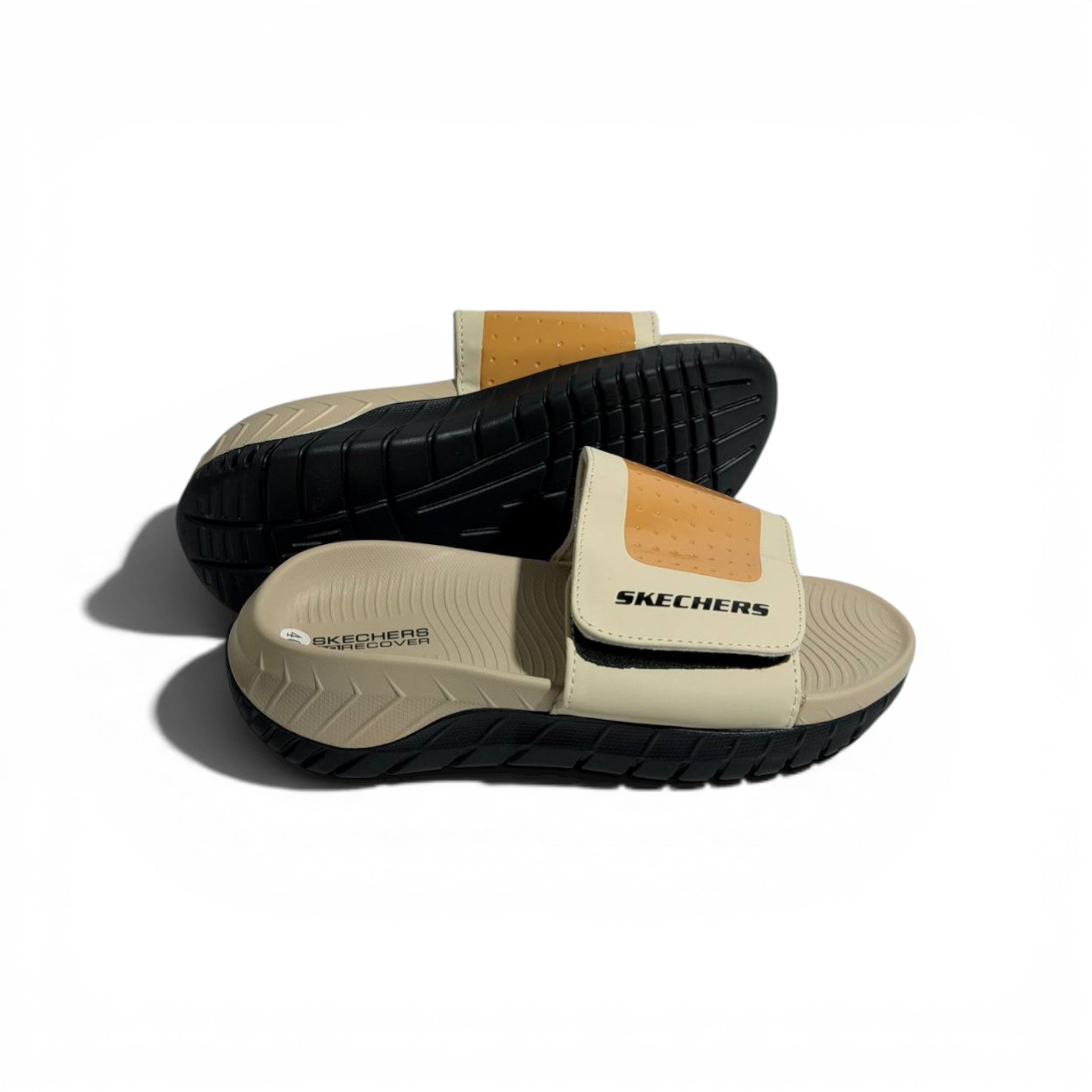 🤍✨ Skechers Comfort Slides – Beige & Tan Edition | Everyday Style & Cushioning
