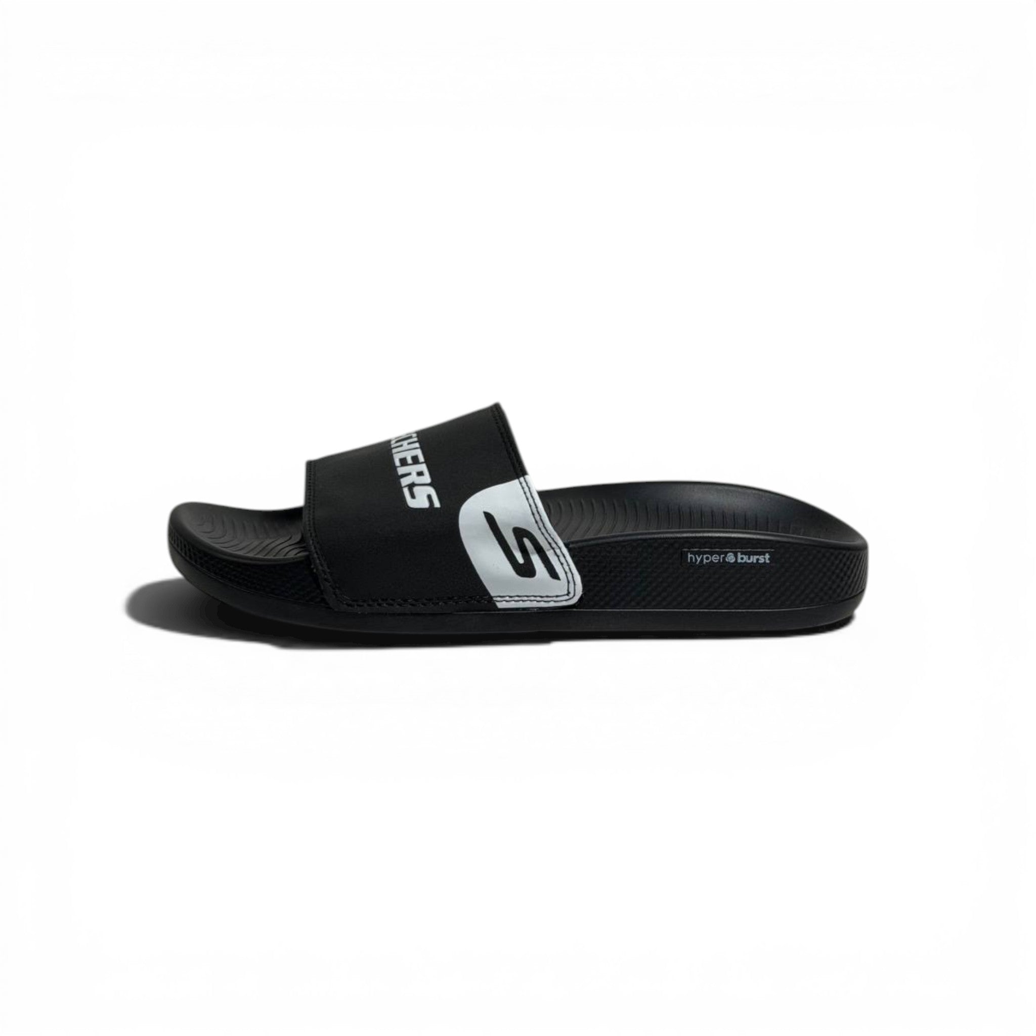 🖤⚡ Skechers Hyper Burst Slides – Black Logo Edition | Ultimate Comfort & Style