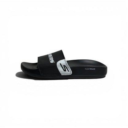 🖤⚡ Skechers Hyper Burst Slides – Black Logo Edition | Ultimate Comfort & Style
