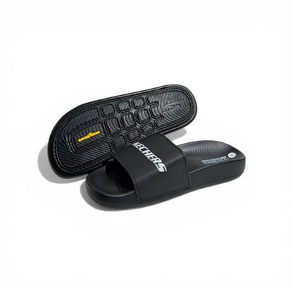 🖤⚡ Skechers Hyper Burst Slides – Black Logo Edition | Ultimate Comfort & Style