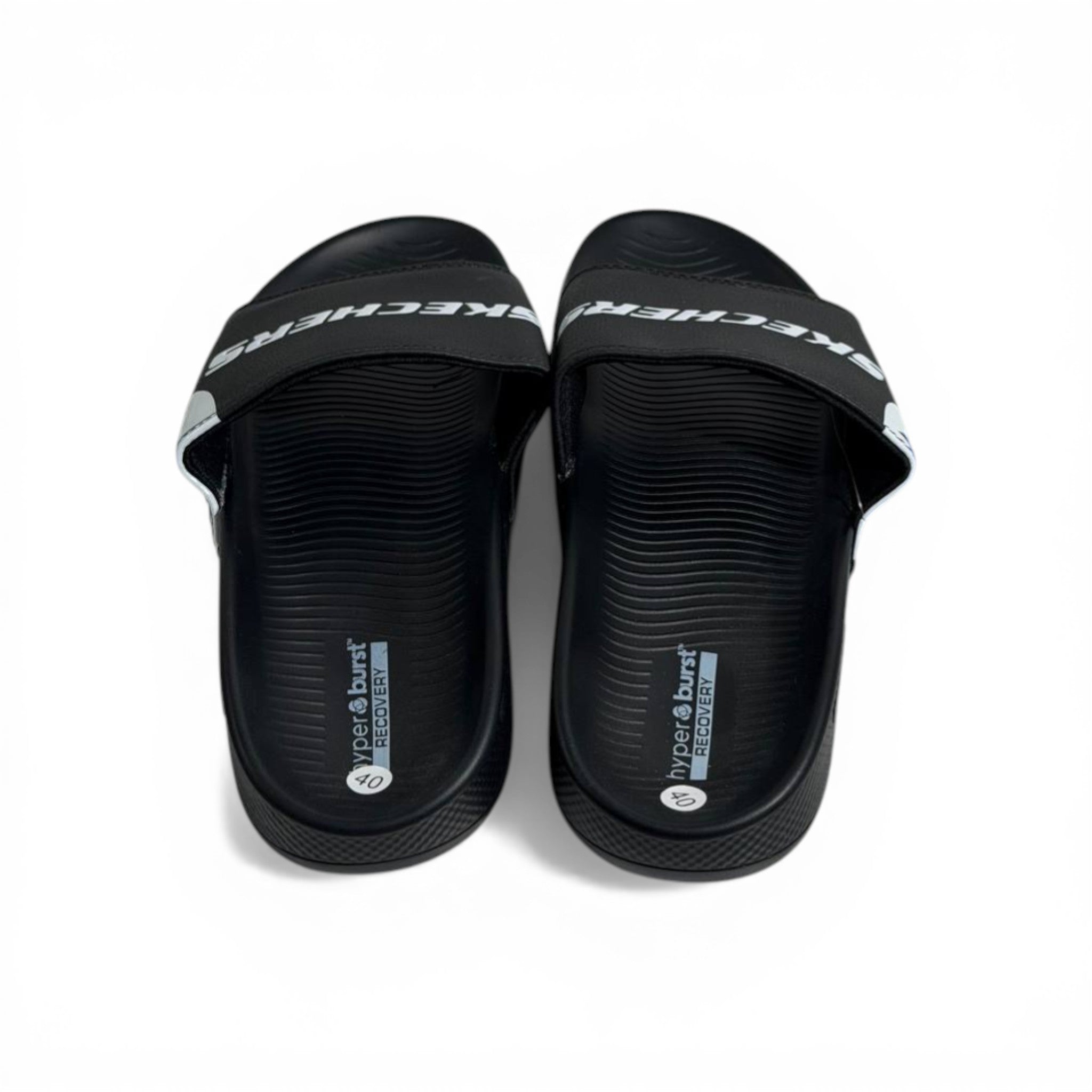 🖤⚡ Skechers Hyper Burst Slides – Black Logo Edition | Ultimate Comfort & Style