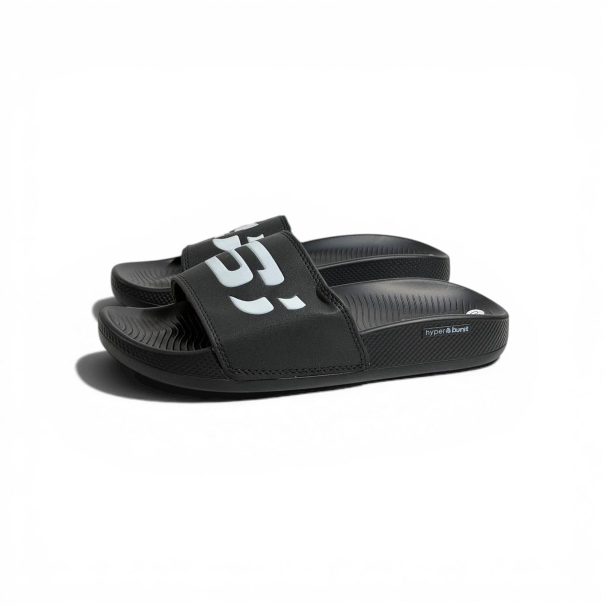 🖤⚡ Skechers Hyper Burst Slides – Black Bold Logo Edition | Ultra Comfort
