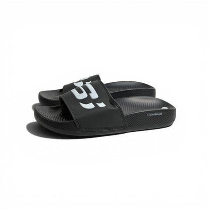 🖤⚡ Skechers Hyper Burst Slides – Black Bold Logo Edition | Ultra Comfort