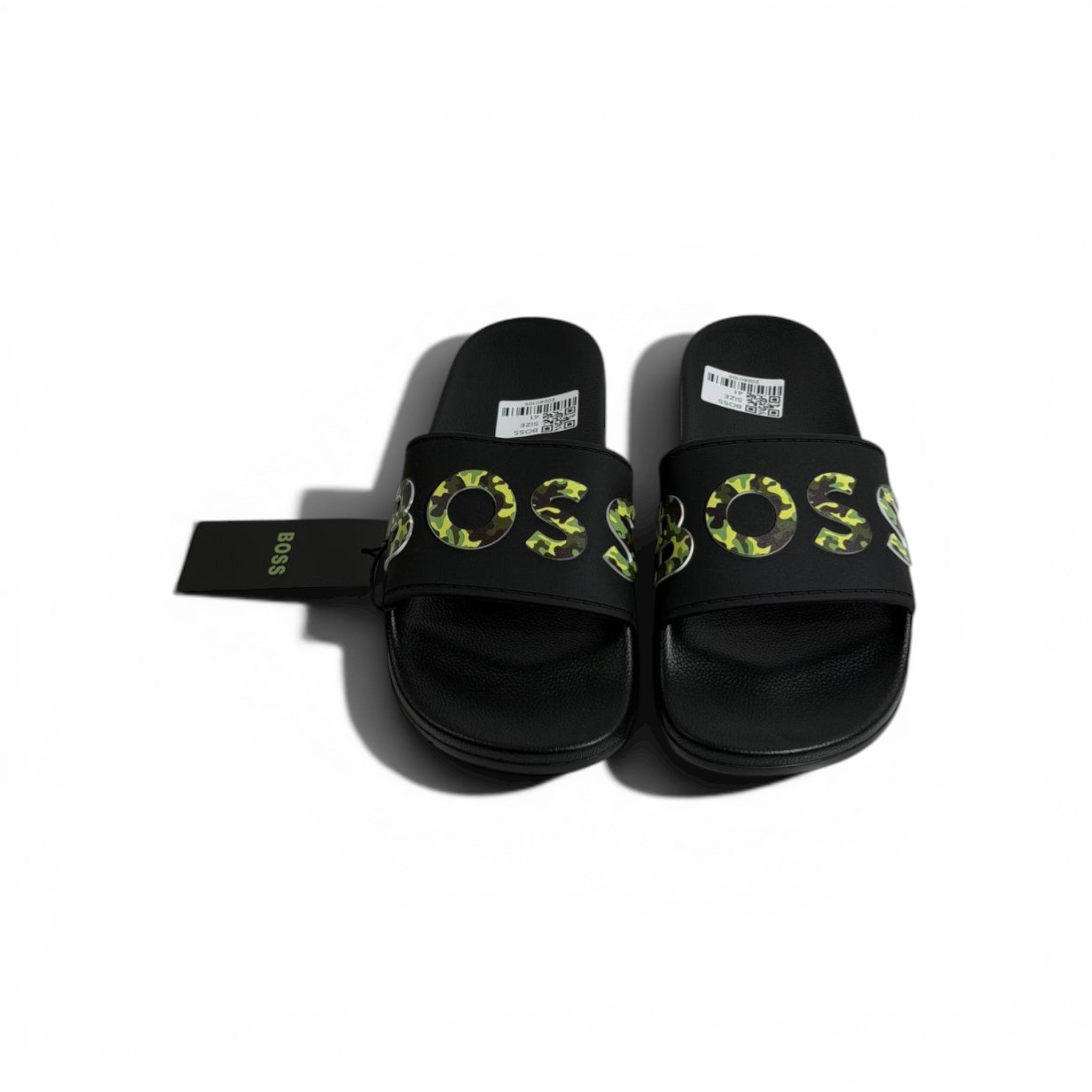 🖤🔥 BOSS Camouflage Logo Slides – Black Statement Street Style
