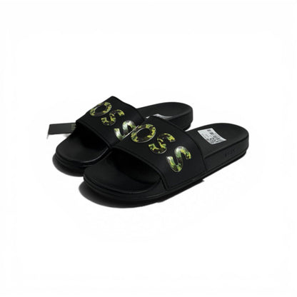🖤🔥 BOSS Camouflage Logo Slides – Black Statement Street Style