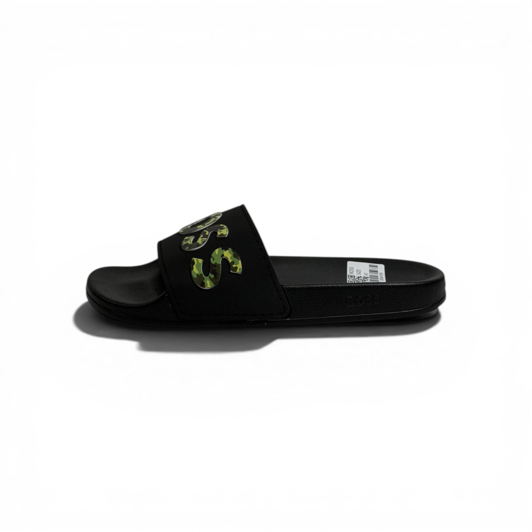 🖤🔥 BOSS Camouflage Logo Slides – Black Statement Street Style