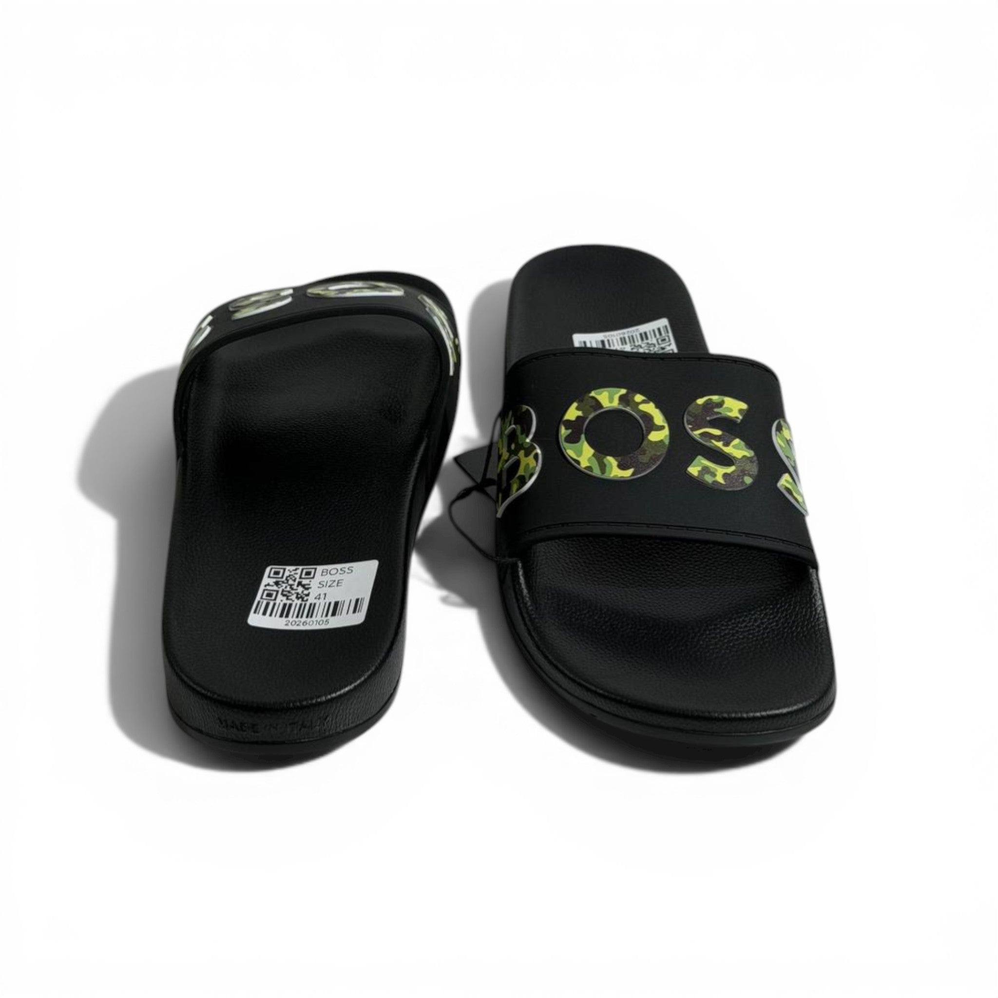 🖤🔥 BOSS Camouflage Logo Slides – Black Statement Street Style