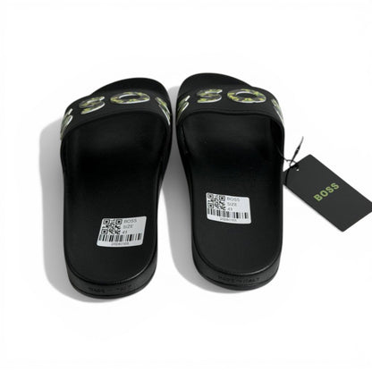 🖤🔥 BOSS Camouflage Logo Slides – Black Statement Street Style