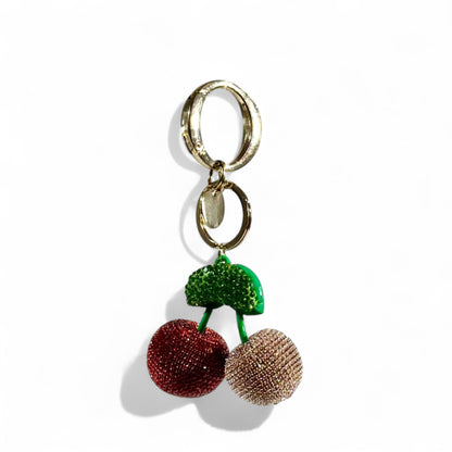 Coach Cherry Keychain – Dual-Tone Sparkle Charm 🍒✨