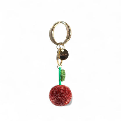Coach Cherry Keychain – Dual-Tone Sparkle Charm 🍒✨
