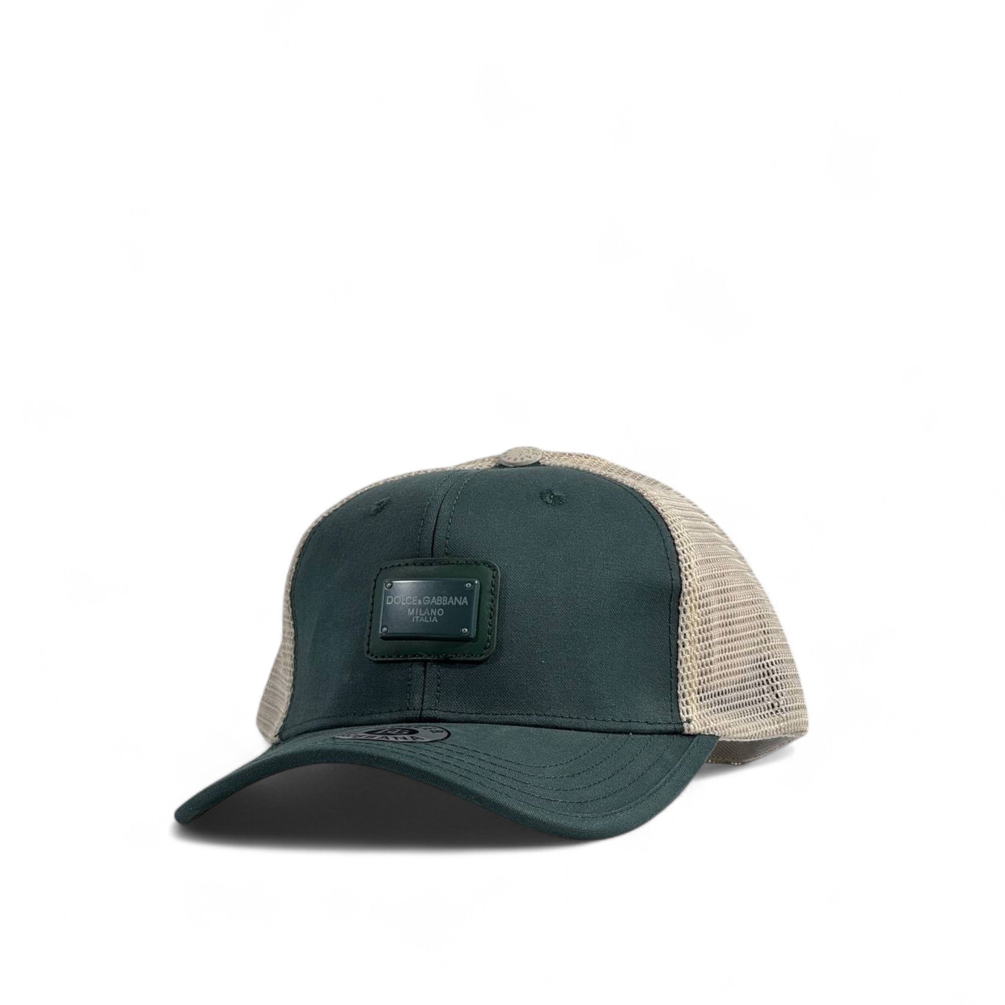 Dolce & Gabbana Milano Trucker Cap – Green & Beige Luxury Streetwear 🧢🌿