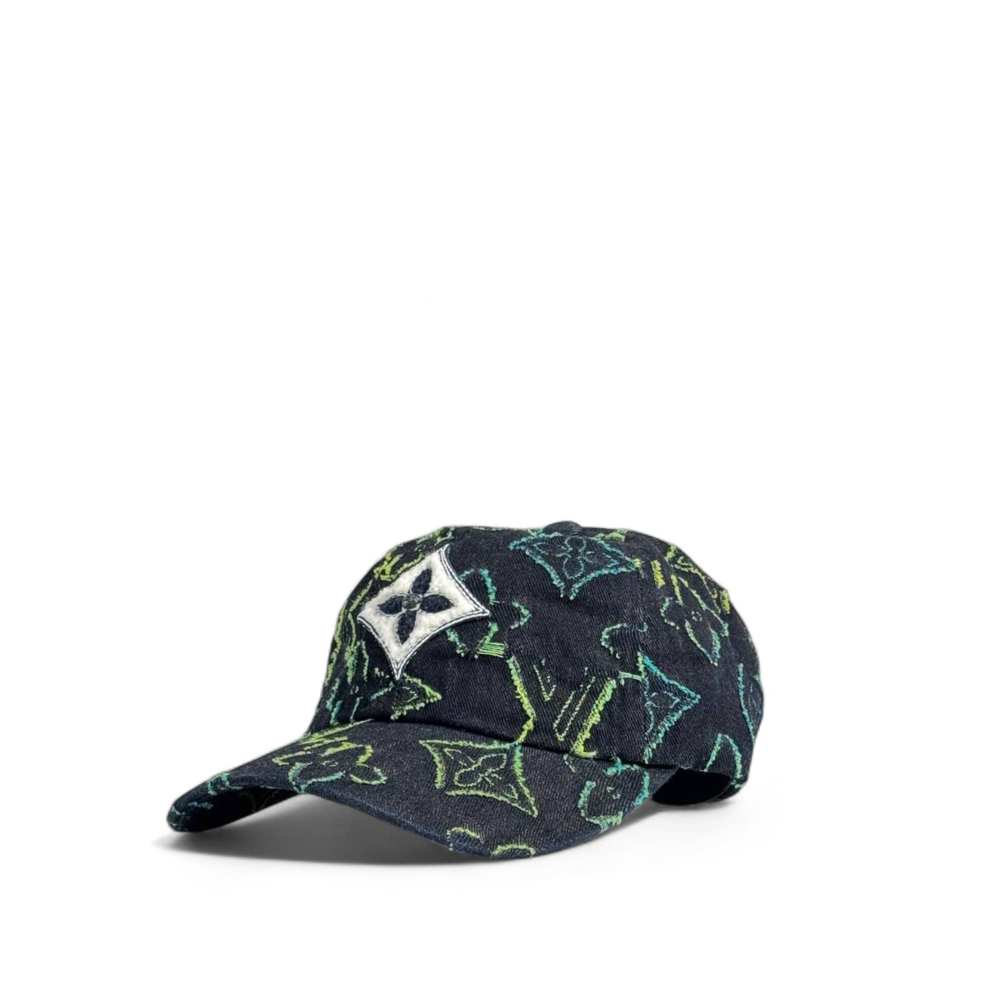 Louis Vuitton Monogram Denim Cap – Neon Stitch Edition ⚡🧢
