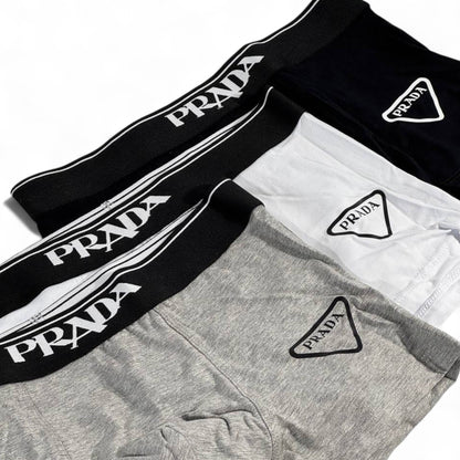 Prada Essential Boxer Shorts – 3 Pack (Grey, White & Black)