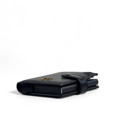 🖤 Gucci Black Leather Wallet – Gold GG Logo