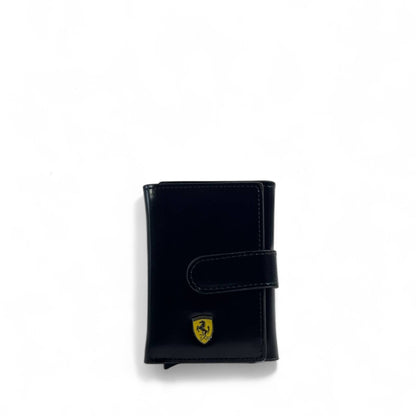 🖤 Ferrari Black Leather Wallet – Speed Meets Style