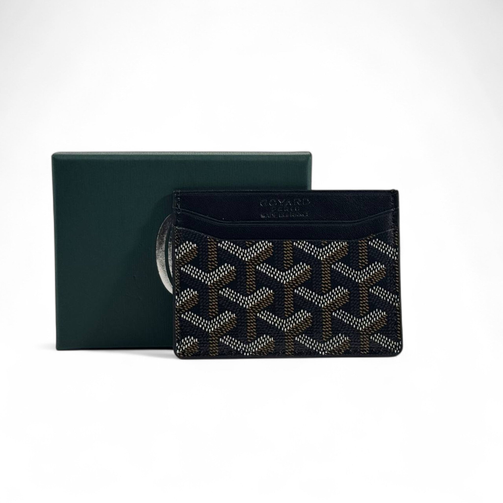 🖤 Goyard Black & Brown Goyardine Card Holder – Parisian Luxury in Your Pocket