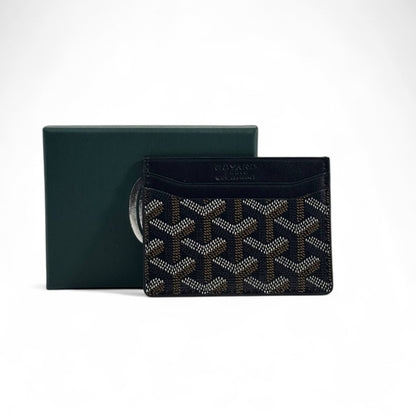 🖤 Goyard Black & Brown Goyardine Card Holder – Parisian Luxury in Your Pocket