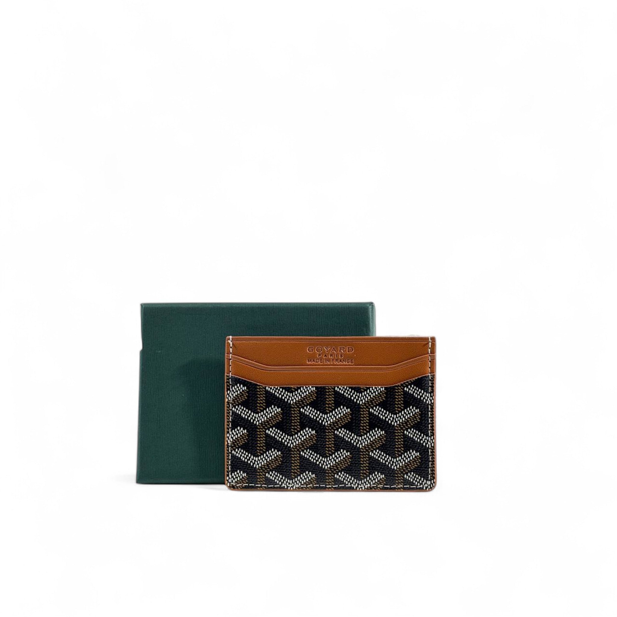 🖤🤎 Goyard Black & Brown Goyardine Card Holder – Classic Elegance