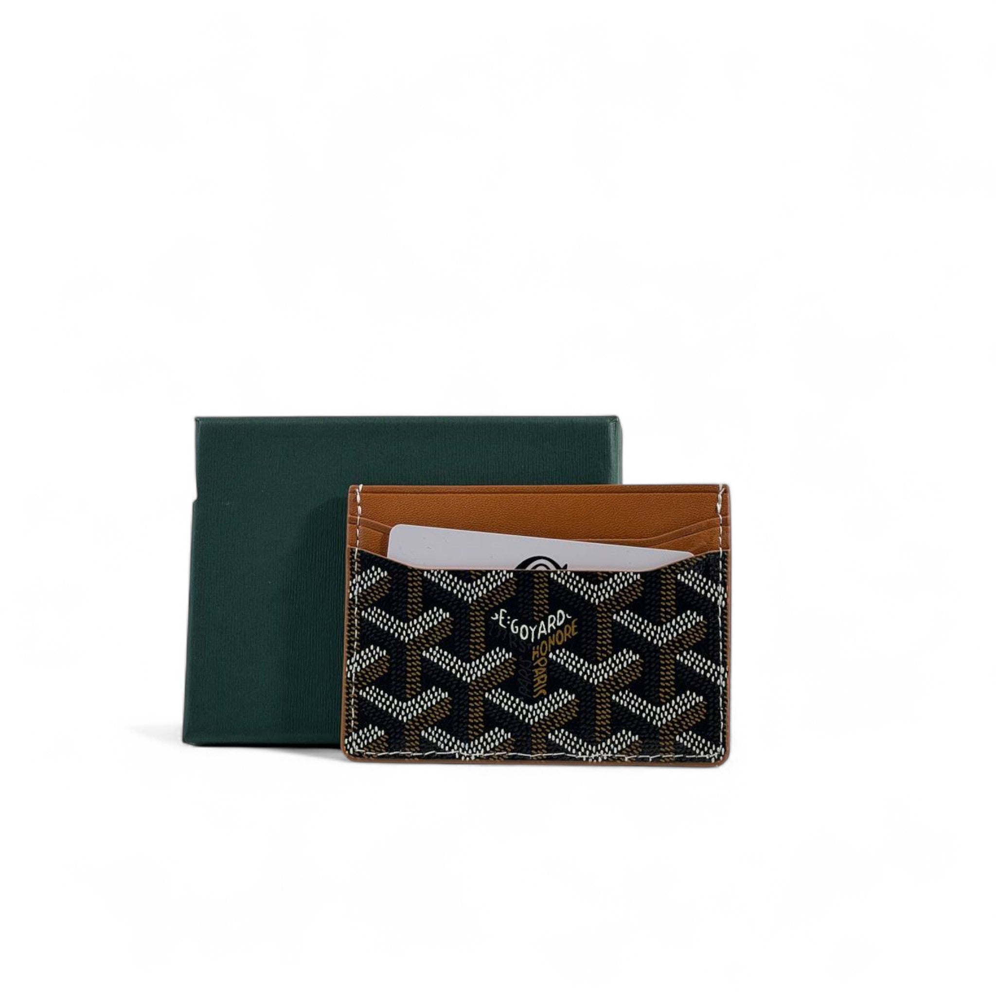 🖤🤎 Goyard Black & Brown Goyardine Card Holder – Classic Elegance