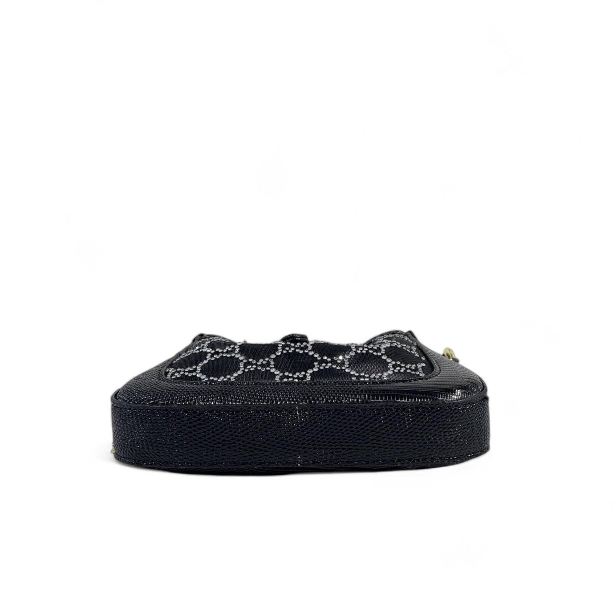 ✨ Gucci Black Crystal Horsebit Shoulder Bag – Sparkle in Style