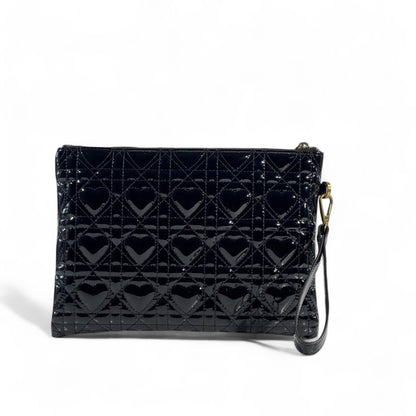 Dior Black Patent Leather Heart Quilted Pouch 🖤✨