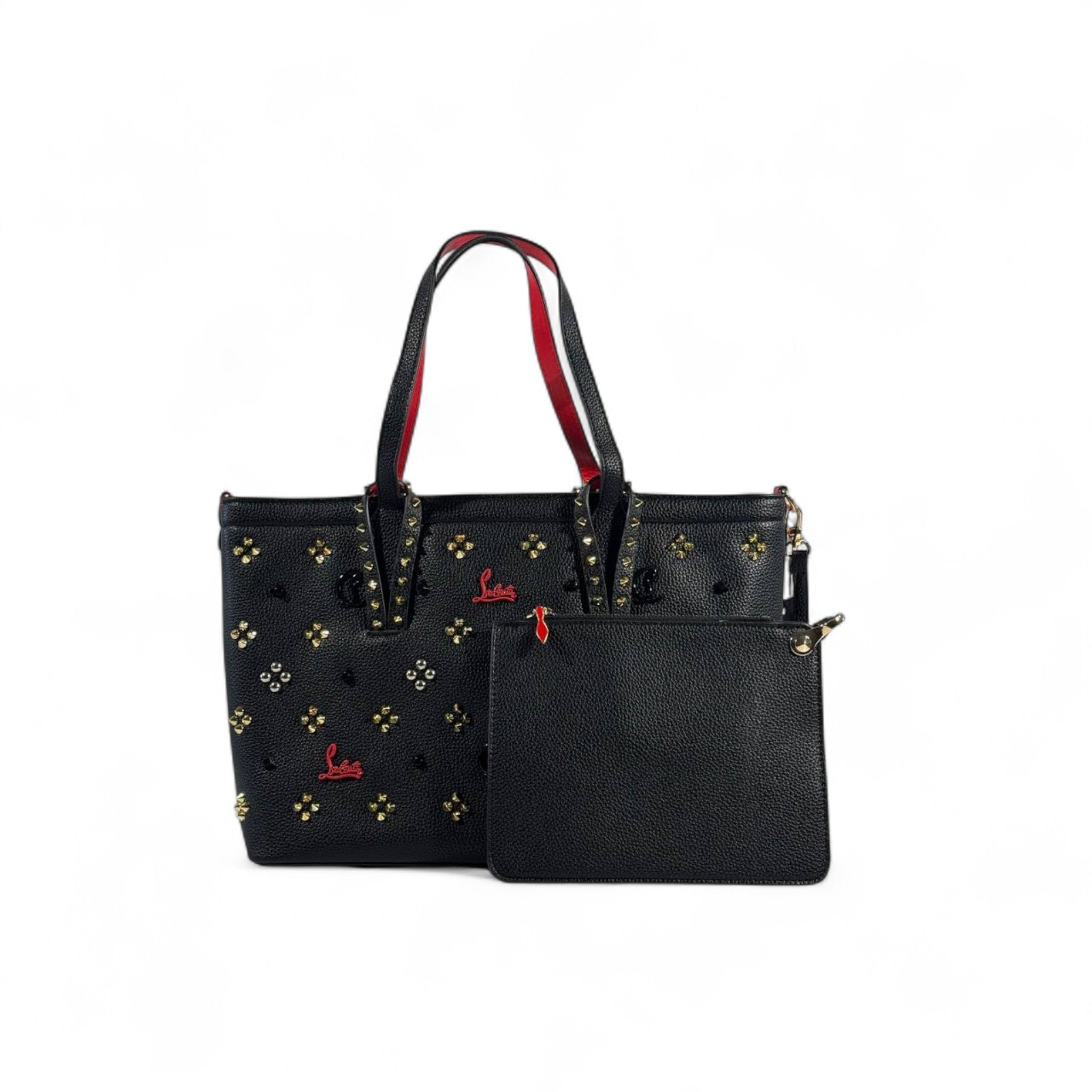 Christian Louboutin Cabata Studded Black Tote Bag with Pouch 🖤✨👠
