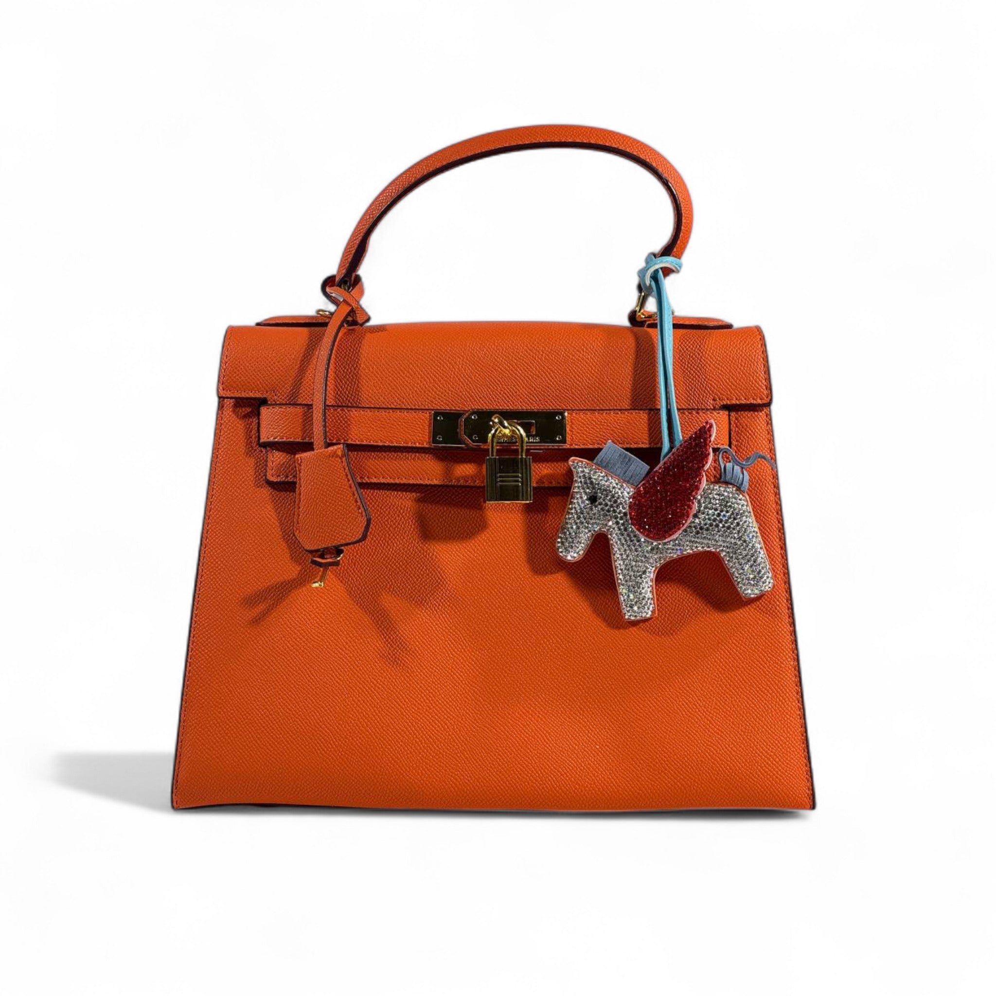 Hermès Kelly 28 Orange with Pegasus Rodeo Charm 🧡🐎✨