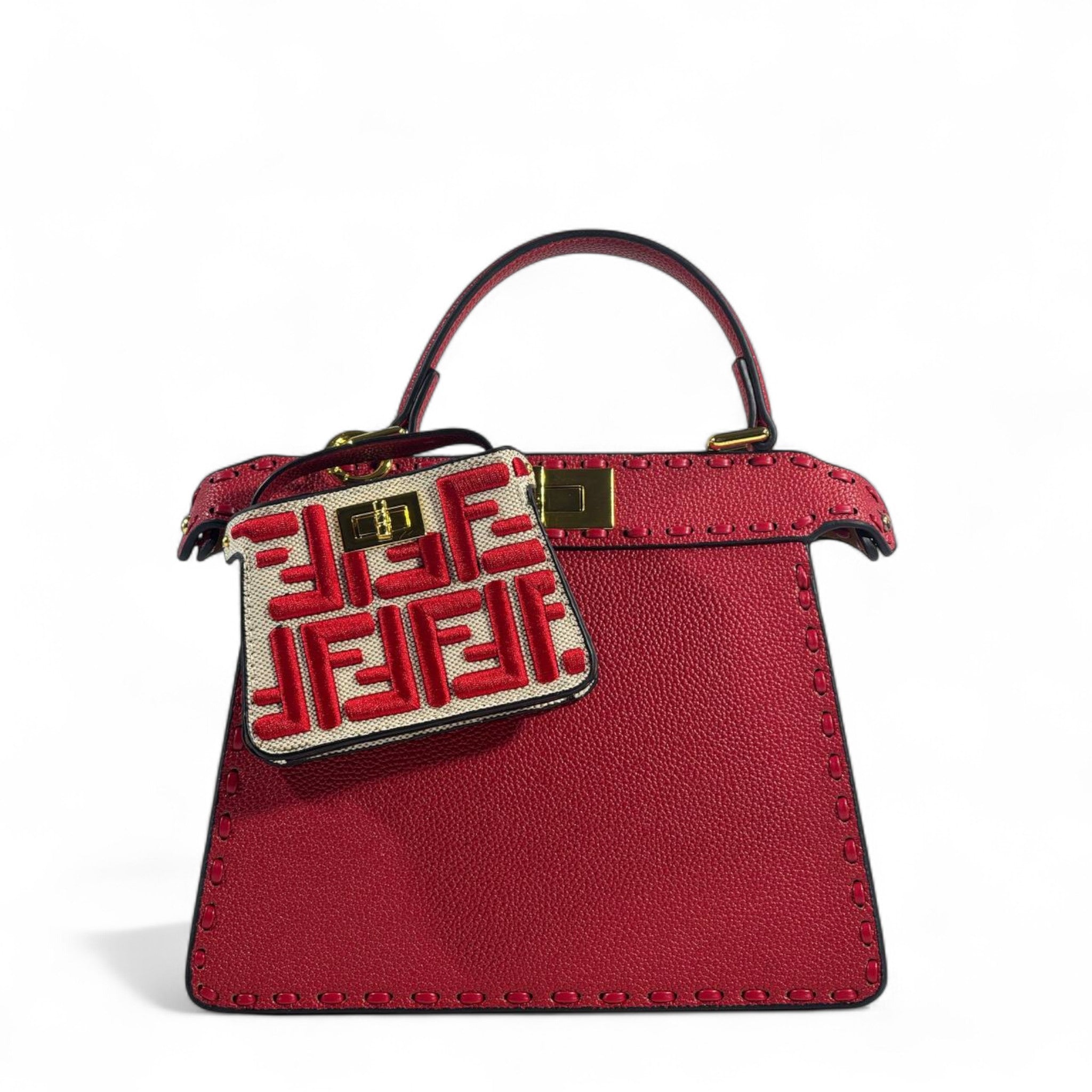 Fendi Peekaboo ISeeU Petite ❤️ with Nano Baguette Charm (Red Edition)