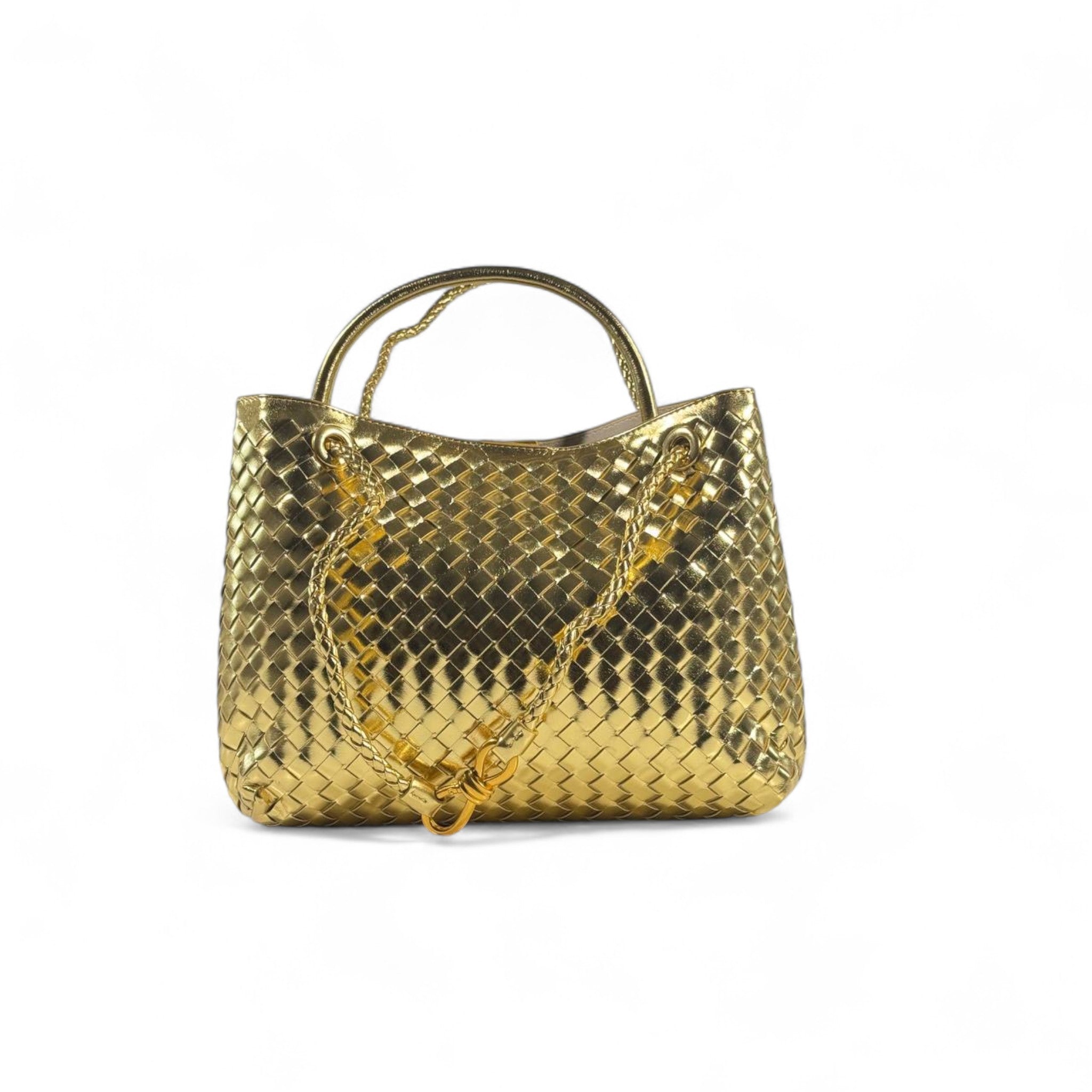 Bottega Veneta Metallic Gold Intrecciato Tote ✨ with Chain Handles