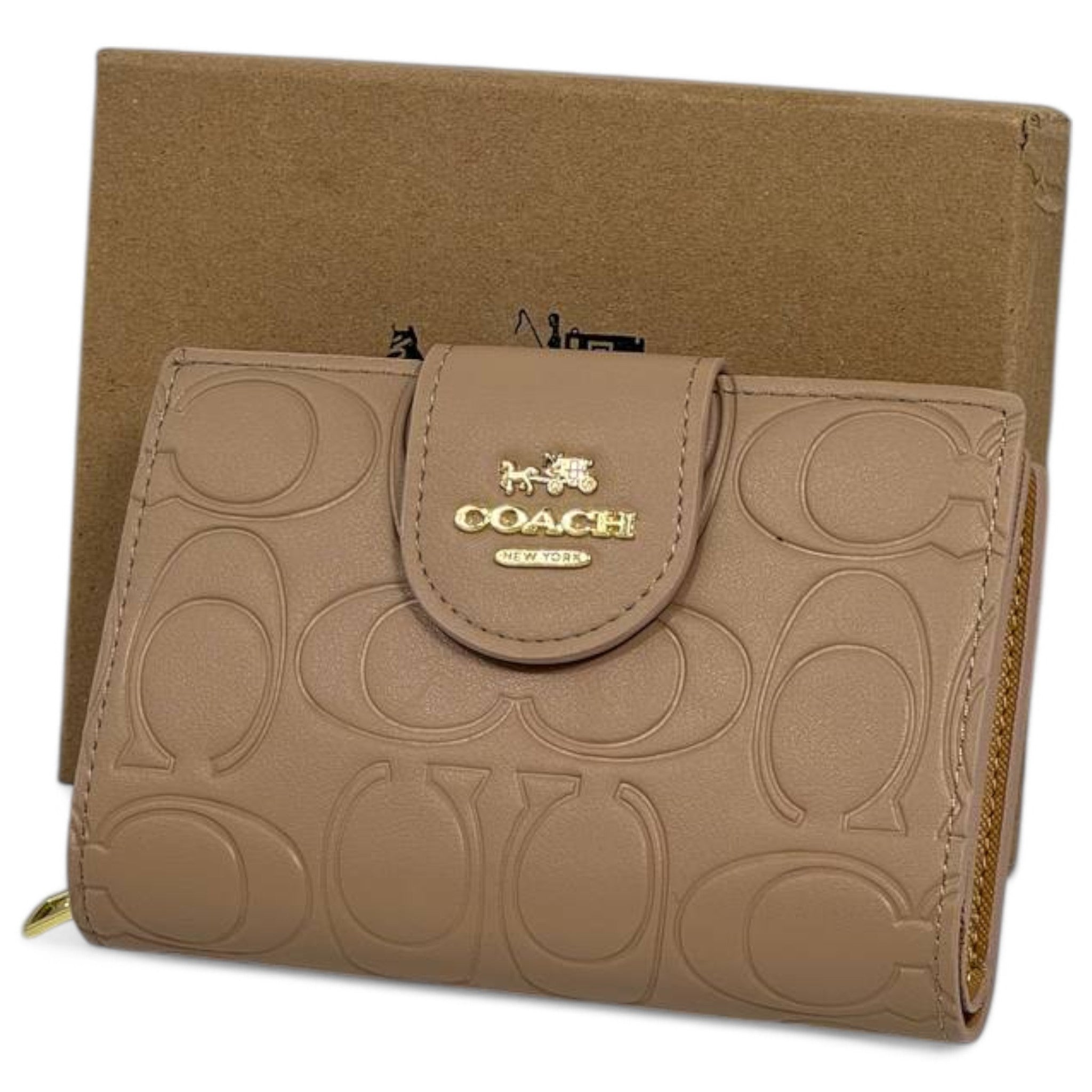 Coach Embossed Signature Tan Leather Wallet