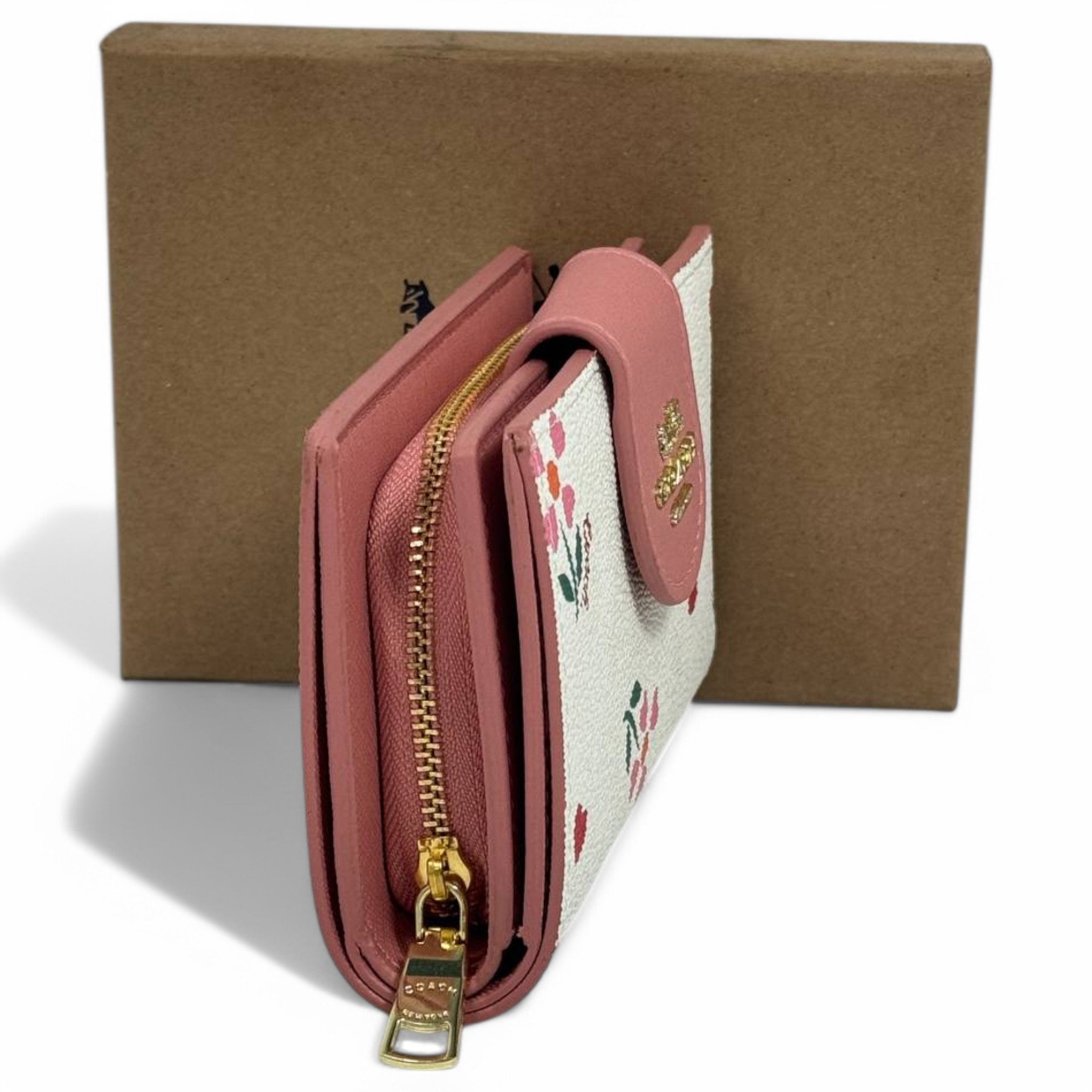 Coach Floral & Heart Print Leather Wallet