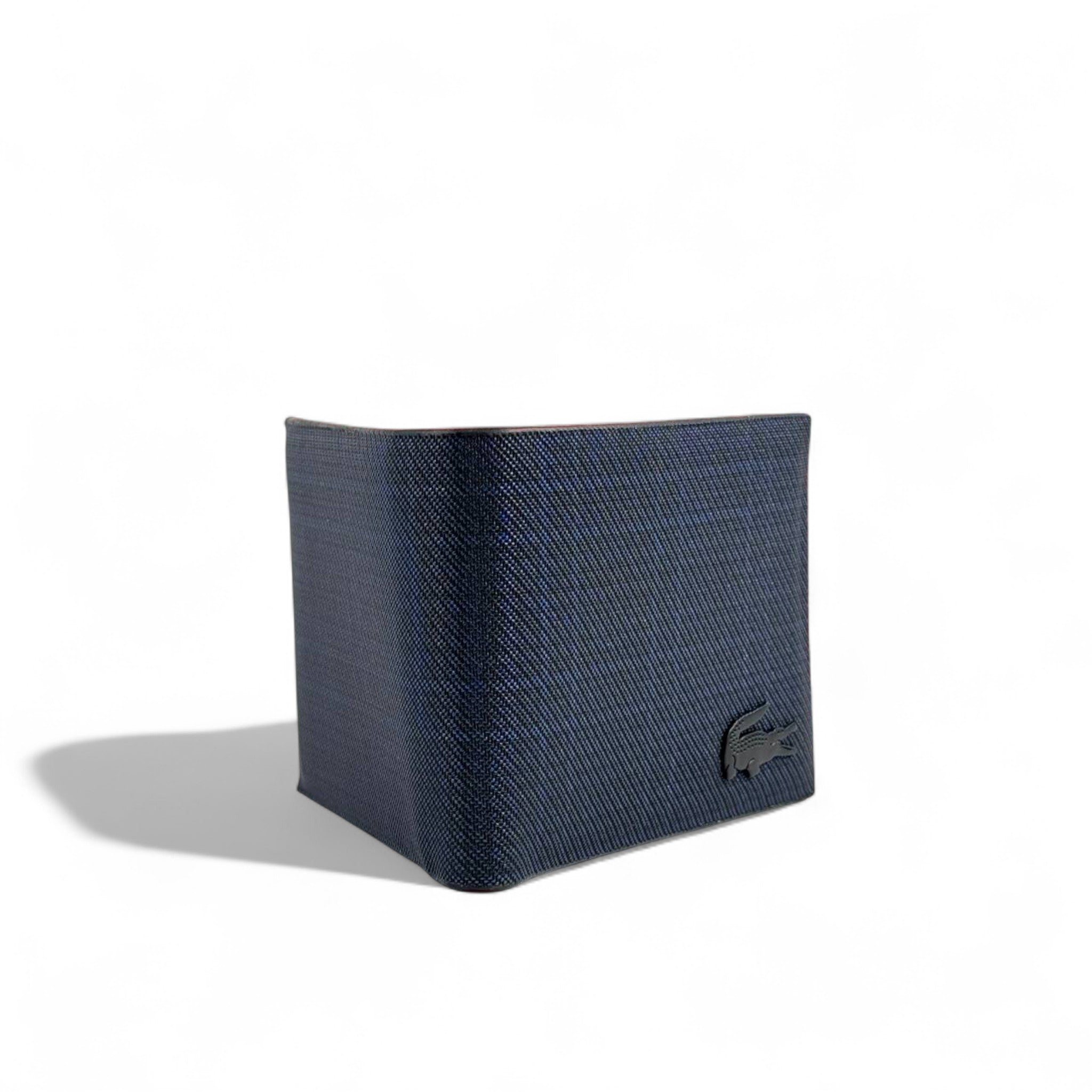 🔵 Lacoste Navy Blue Leather Wallet – Modern Minimalism with a Bold Edge