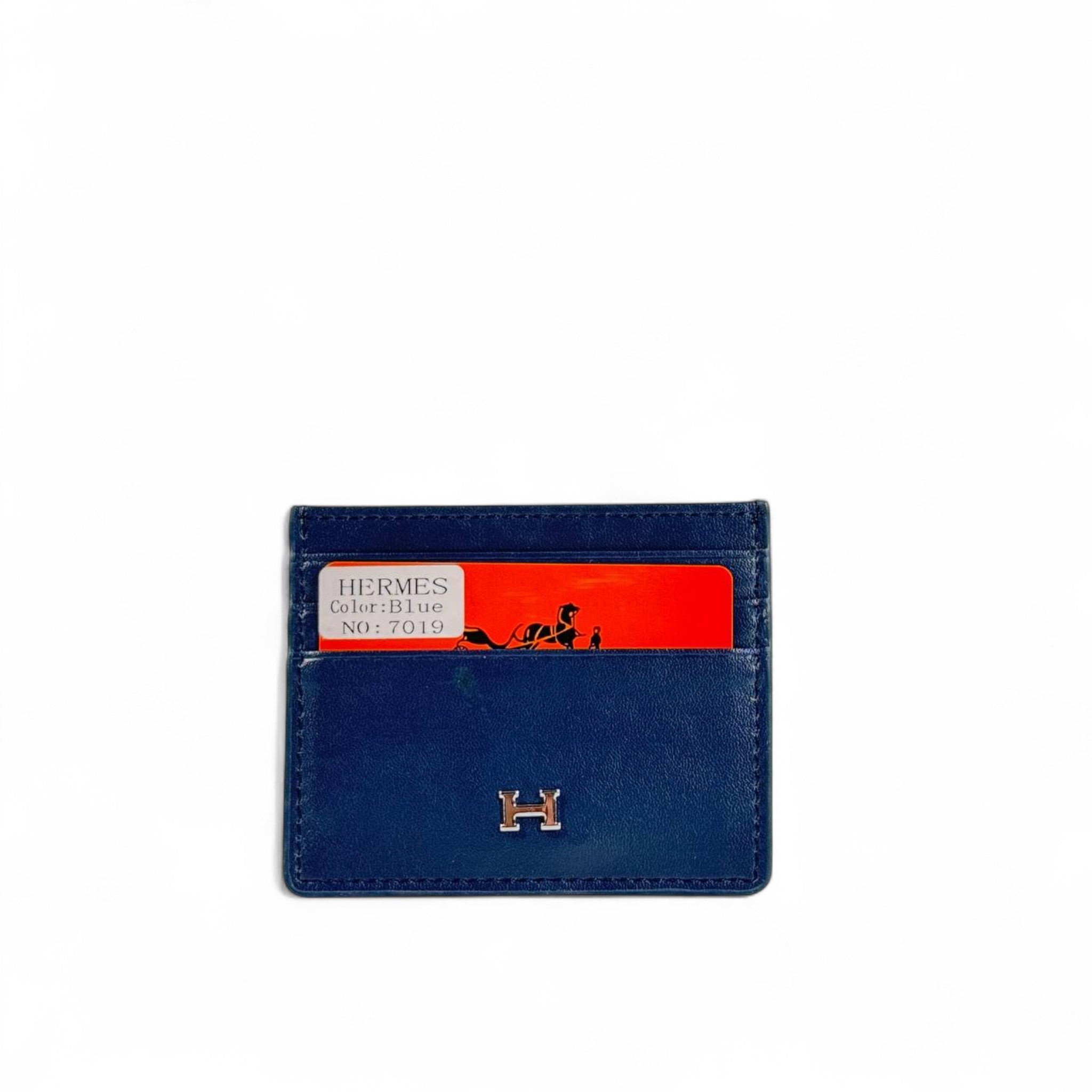🔵 Hermès Blue Leather Card Holder – Parisian Elegance, Everyday Sophistication