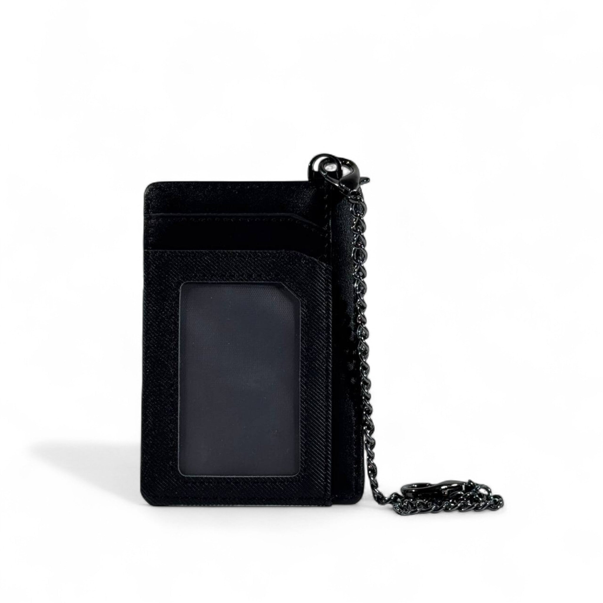 ⚫ Burberry Black Leather Chain Card Holder – Iconic British Luxury with Modern Utility