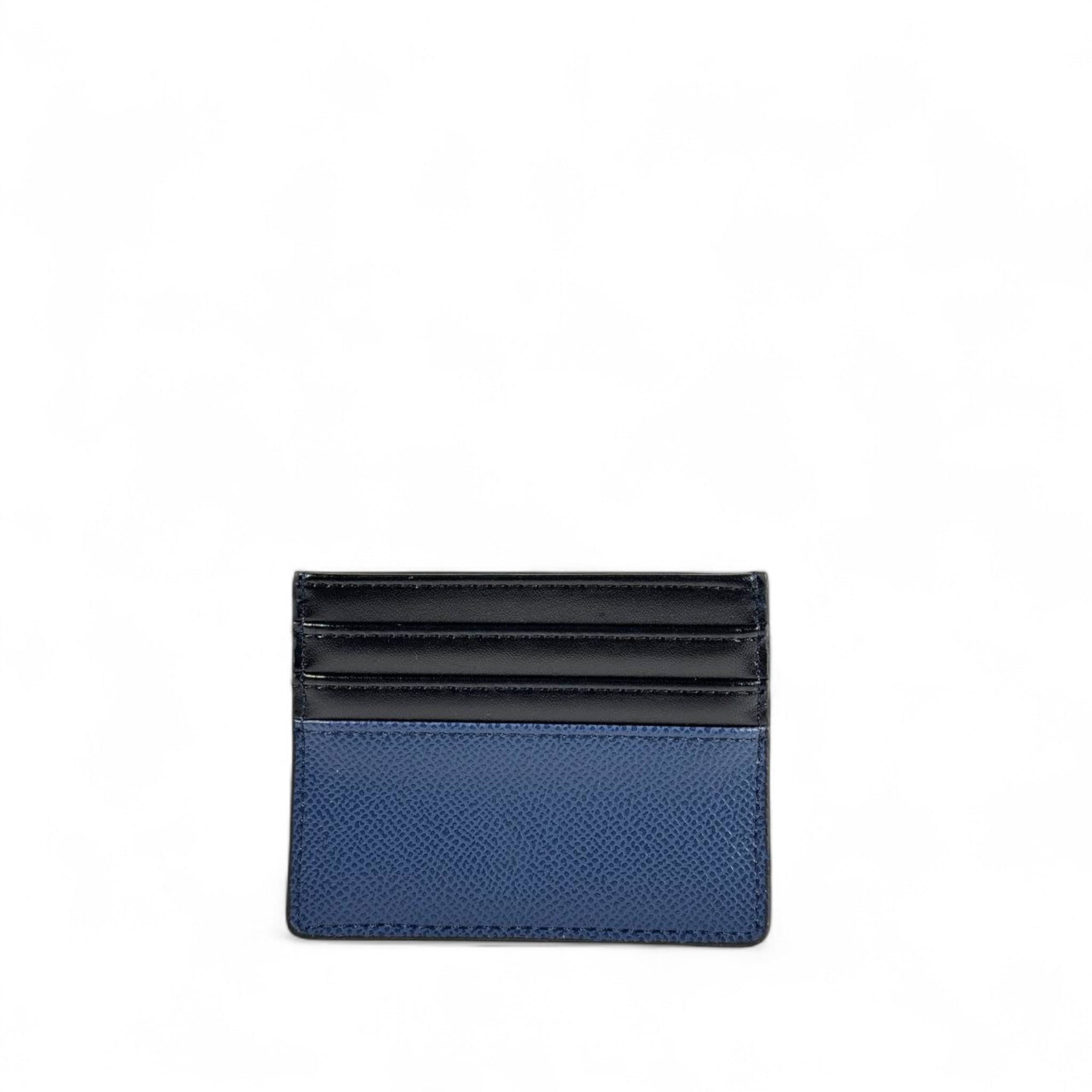 🔵 Prada Blue & Black Leather Card Holder – Bold Italian Elegance