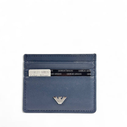 🔵 Giorgio Armani Blue Leather Card Holder – Refined Italian Luxury