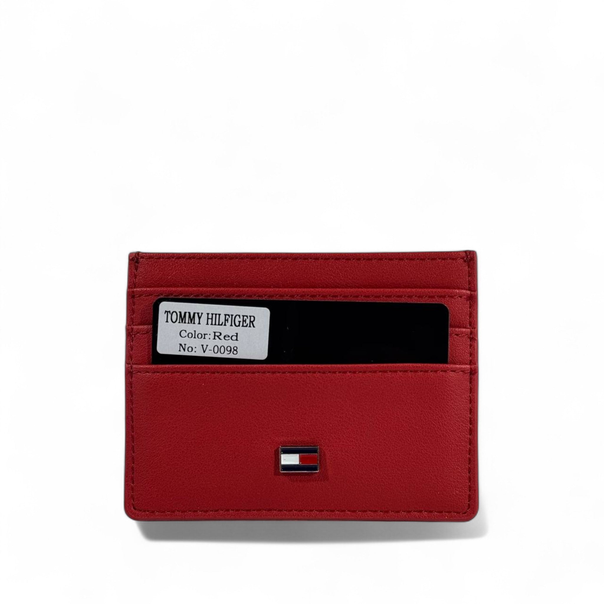 🔴 Tommy Hilfiger Red Leather Card Holder – Bold Everyday Luxury